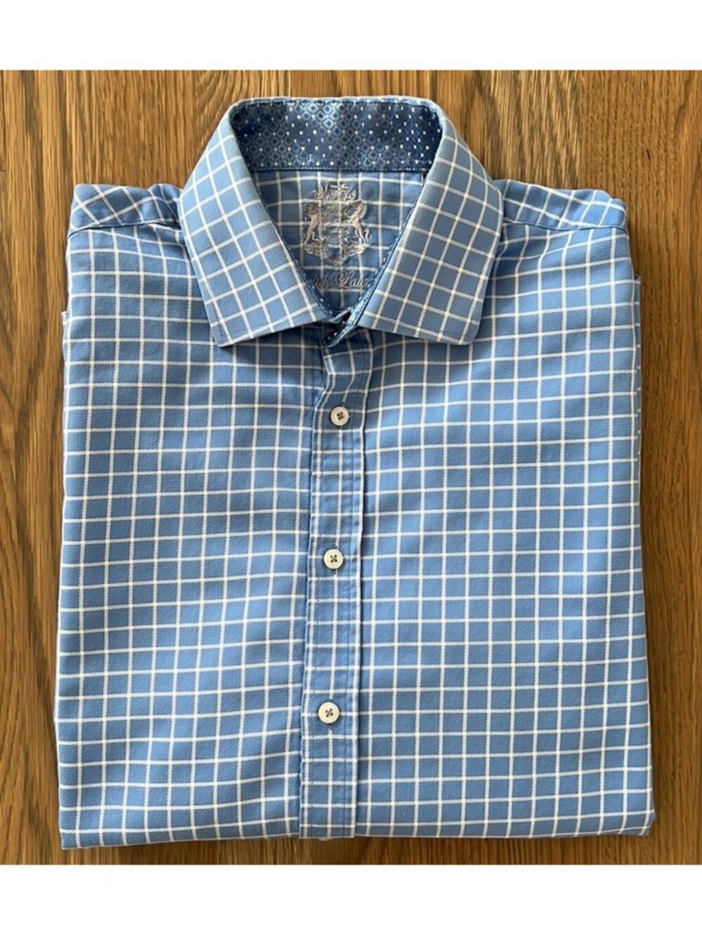 English Laundry Button Down Shirt sz 16 Men’s Blue White 100% Cotton 34/35